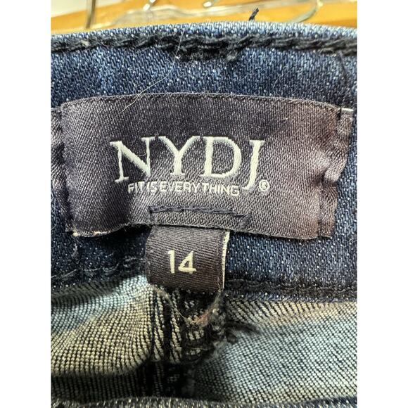 NYDJ Size 14 Billie Mini Bootcut Jeans Hip Zip Button 5 Button Dark Wash - Picture 3 of 11